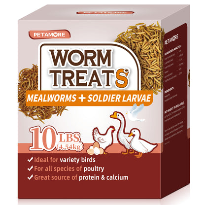 Dried Mealworms and Black Soldier Fly Larvae Mix Treats 10lbs